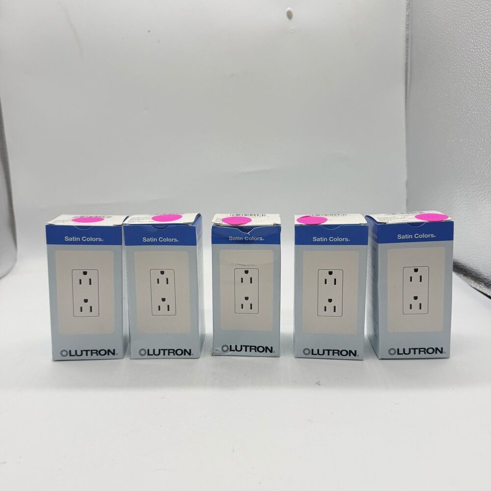 5 Lutron Satin Colors SCR-15-MN 15A Duplex Receptacle Midnight Black